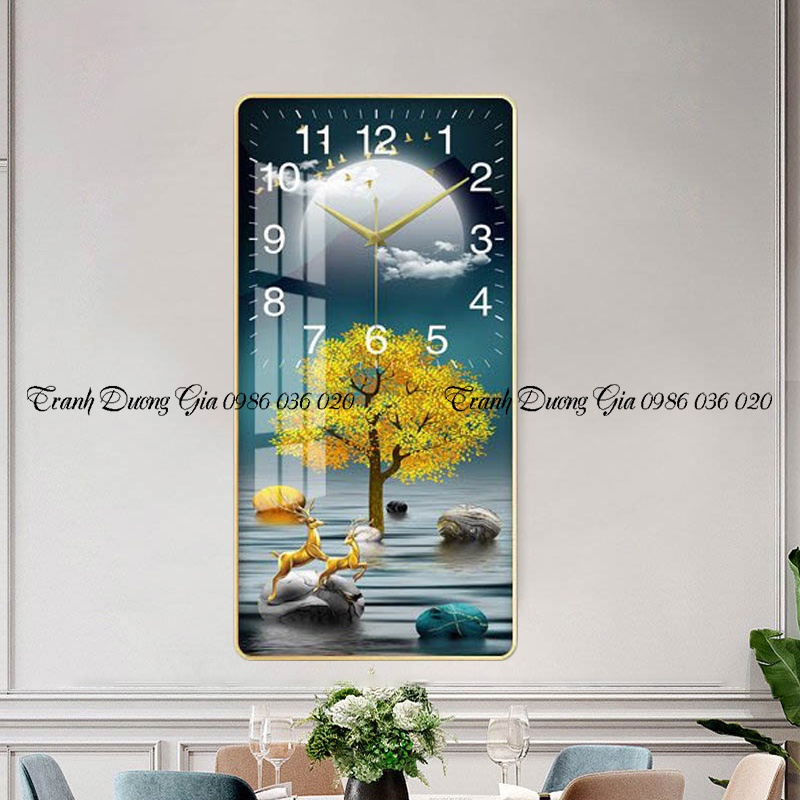 Tranh Đồng Hồ Treo Tường tráng gương ❤️Mẫu hot❤️ Đồng Hồ Pha Lê Trang Trí Decor Nhà Cửa Phòng Khách kim trôi KT 40x80cm