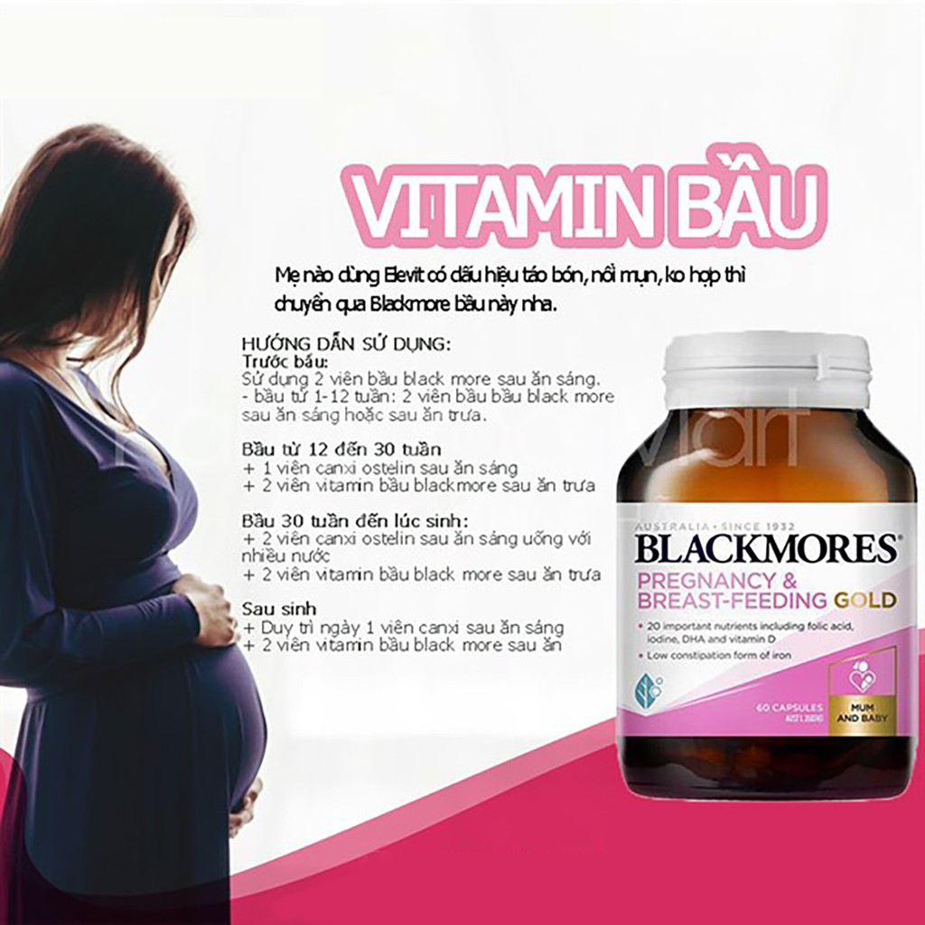Viên Uống Vitamin tổng hợp cho Bà Bầu Blackmores Pregnancy And Breast-Feeding Gold 180 Viên của Úc