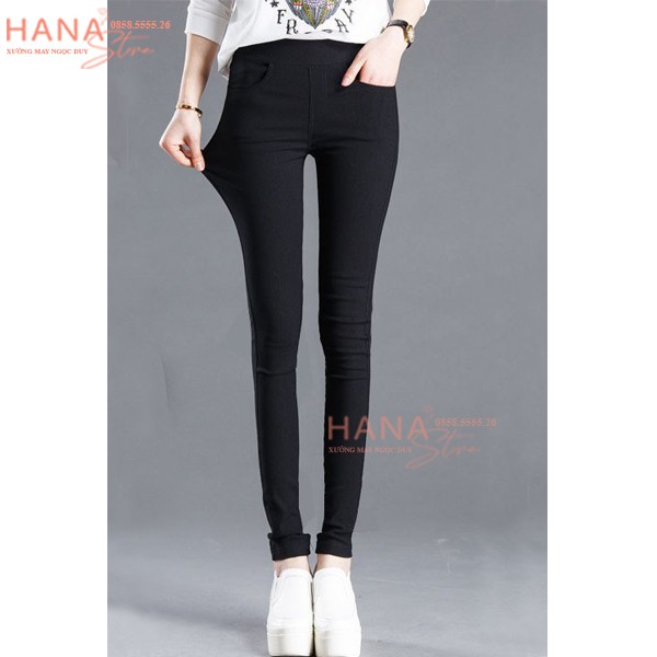 Quần legging cạp cao gen bụng co giãn nữ có túi trước sau nâng mông - Quần legging đen dài vải Umi Hàn dày dặn tập gym