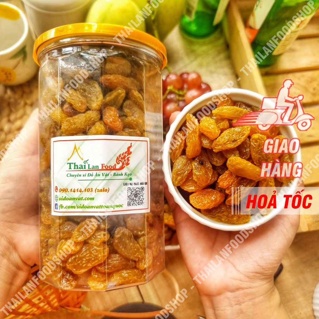 Nho Lion Mỹ Sấy Dẻo Không Đường Trái To Lon 500gr