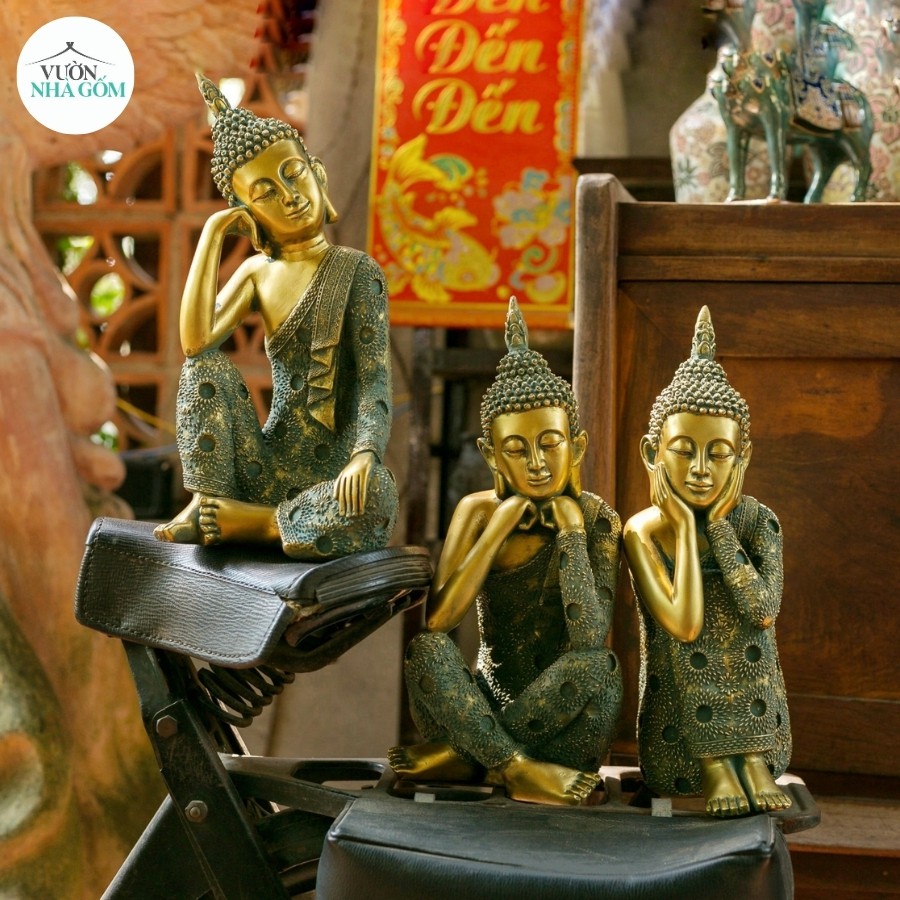 Tượng phật tam thế An nhiên_Vườn Nhà Gốm, xua tan lo âu, phiền muộn và cầu bình an. | BigBuy360 - bigbuy360.vn