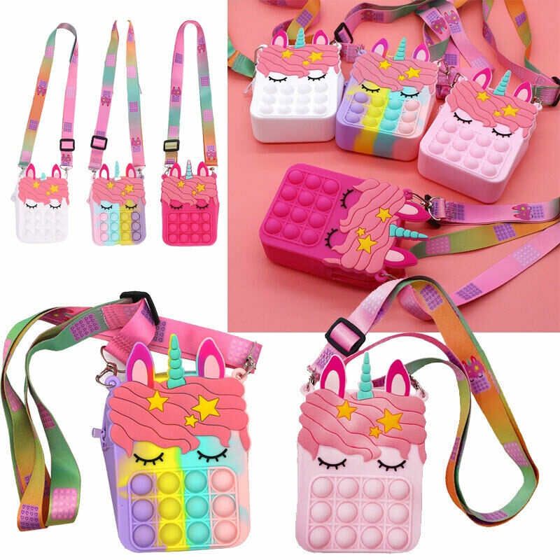 【Giao hàng nhanh】pop it Đẩy Bong Bóng Đồ Chơi Cầu Vồng Kỳ Lân Kawaii Ví Tiền Xu Ví Trẻ Em Đồ Chơi Thần Tài