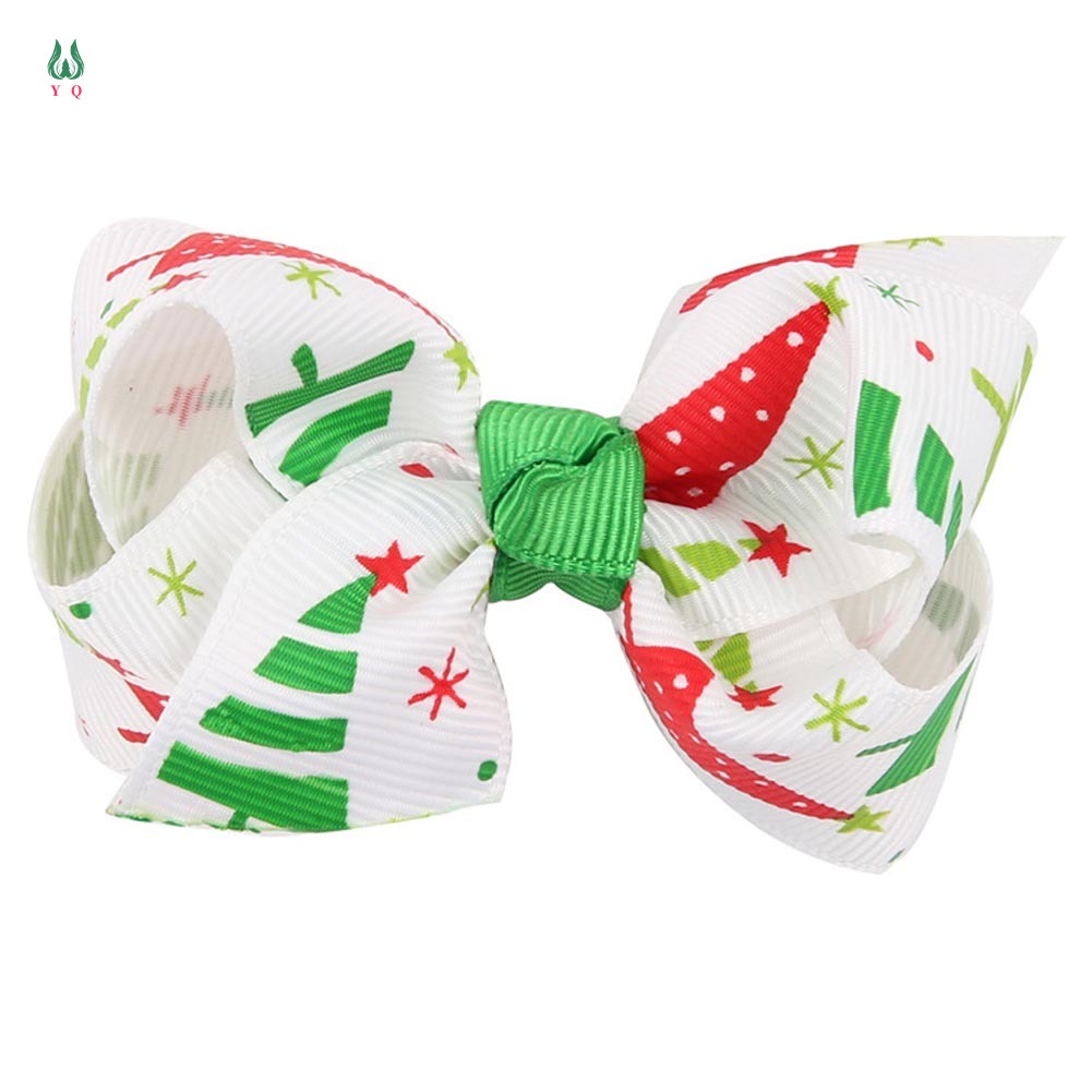 Kẹp Tóc Nơ Họa Tiết Giáng Sinh Thời Trang