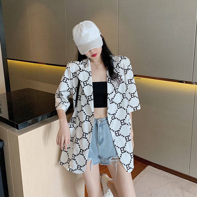 Áo Khoác Blazer Mỏng Tay Lửng Màu Trơn Thời Trang Mùa Hè Hàn Quốc Cho Nữ