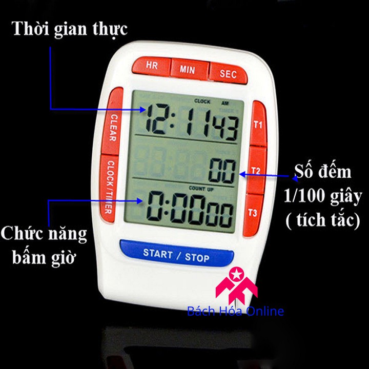 Đồng hồ bấm giờ đếm ngược điện tử  3in1 PS-370