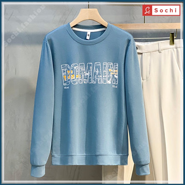 Áo nỉ nam dài tay, áo sweater unisex cổ tròn nỉ mềm mịn bó sát in COMAIN mã SW6.15