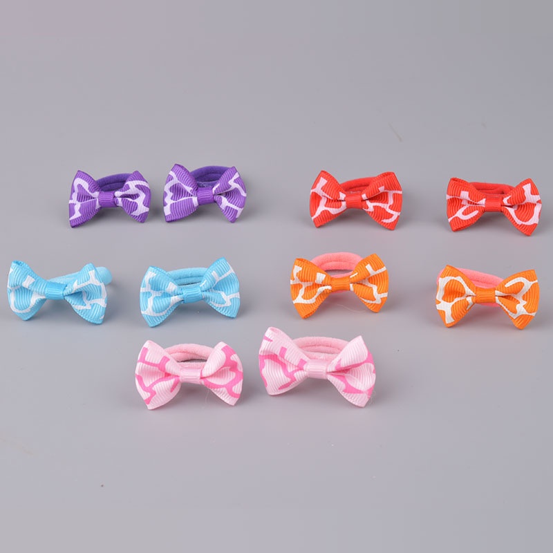 Set 10 Dây Cột Tóc Co Giãn Đính Nơ Thời Trang Cho Bé Gái