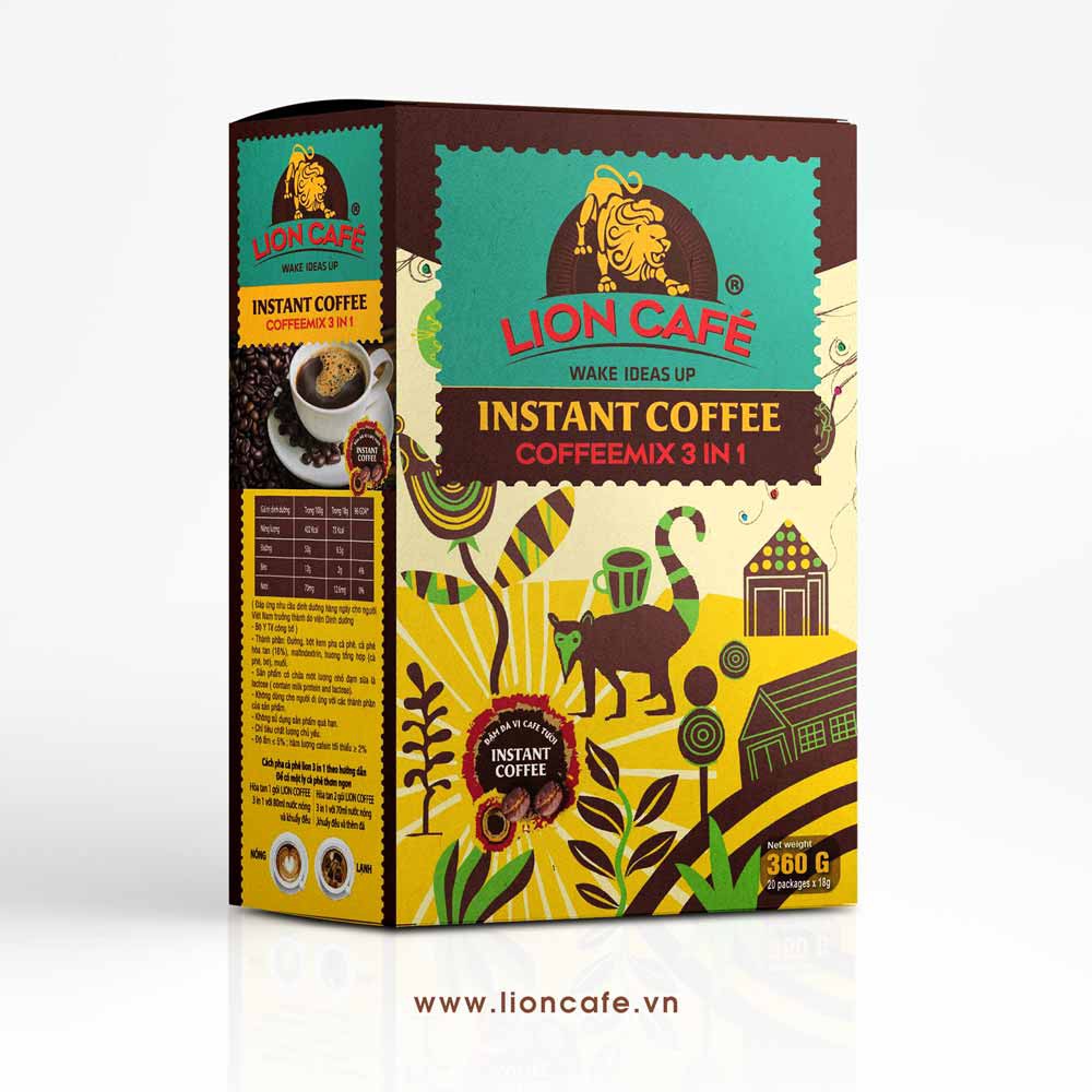 Cafe hoà tan Lion 3in1 18gr/que - 100% cà phê nguyên chất - TOP bán chạy - Thơm ngon đậm vị cafe