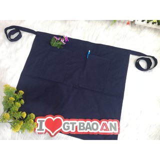 Tạp Dề Ngắn Màu Xanh Đen 2 Túi Cho Nhân Viên Làm Bếp, Phục Vụ