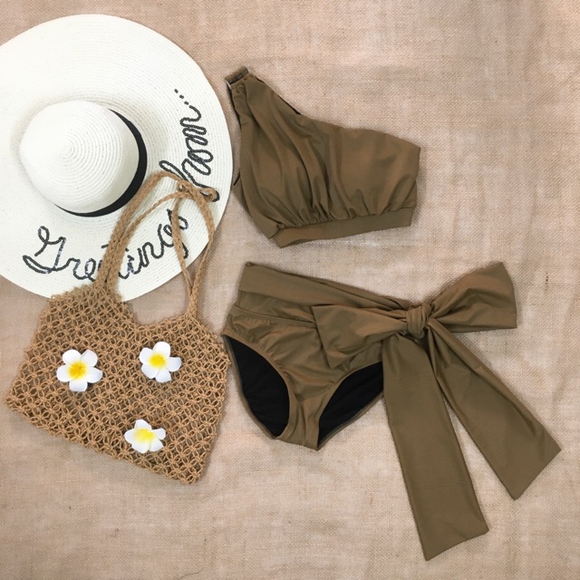 [ÁO TẮM HOT] Bikini 2 mảnh cạp cao lệch vai NỮ HOÀNG nhiều màu | BigBuy360 - bigbuy360.vn