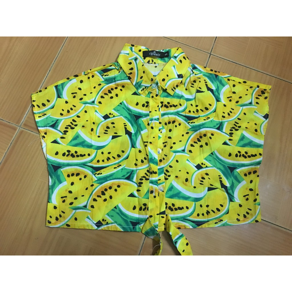 Áo hoa quả croptop đi biển, chất liệu vải thô hàn cực mát, thấm hút mồ hôi tạo sự thoải mái cho bạn