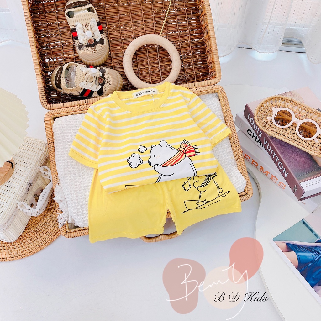 Đồ Bộ Cộc Tay Bé Trai, Bé Gái Minky Mom Chất Thun Lạnh In Hình Micky, Siêu Nhân - AN.KID