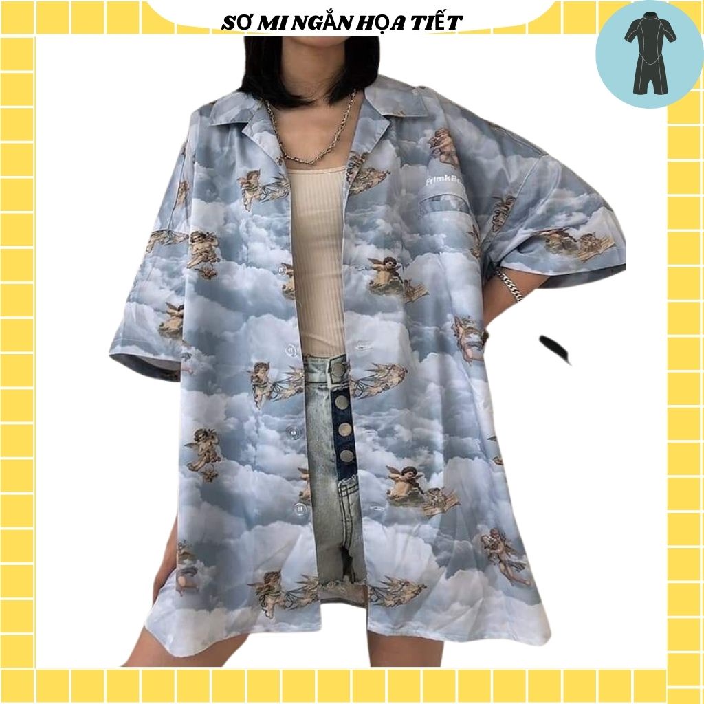 Áo Sơ Mi Tay Ngắn Unisex Cổ Bẻ Phong Cách Hàn Quốc Freesize