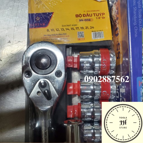 bộ tuýp 12 món cần tự động G-STAR 1/2 thép không gỉ cao cấp