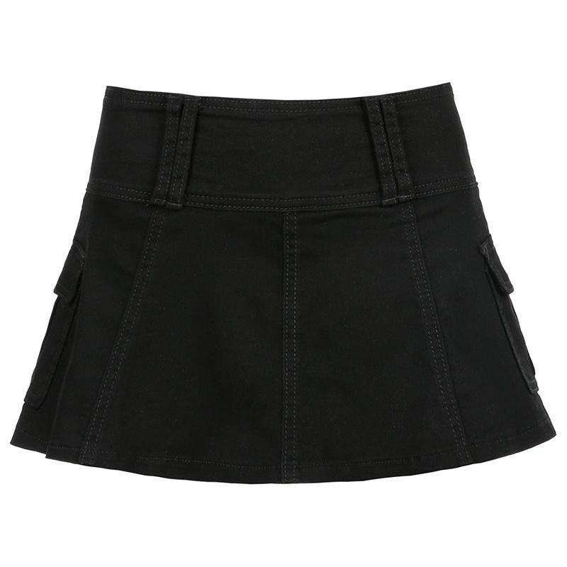 Đầm Denim Eo Thấp Màu Sắc Trơn Thời Trang Mùa Hè Quyến Rũ Cho Nữ Y2k