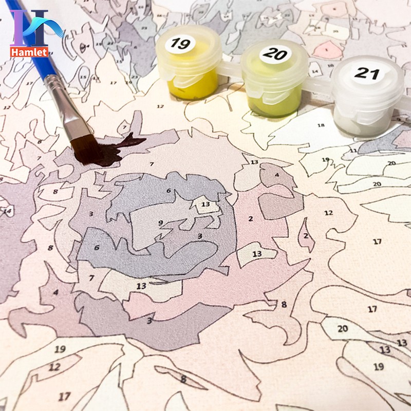 Bộ tranh sơn dầu Hamlet tô màu theo số hình thành phố đầy màu sắc dùng làm quà tặng trang trí cỡ 40x50cm