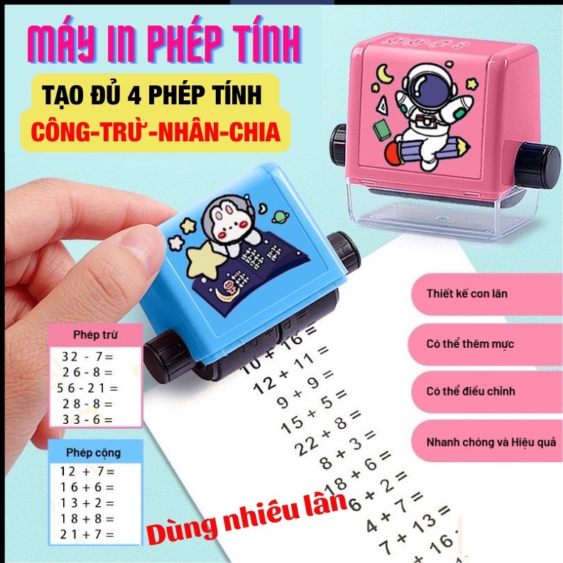 Máy in con lăn tạo phép tính CỘNG, TRỪ, NHÂN, CHIA - Con dấu toán học tạo phép tính trong phạm vi 100