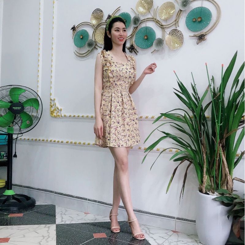 Đầm nữ cổ vuông chất liệu lụa 100D siêu mát (kèm quần đùi) | BigBuy360 - bigbuy360.vn