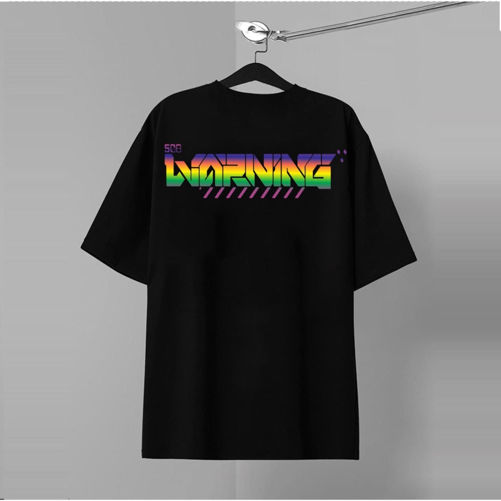 Basic T-shirt tay lỡ form rộng,áo thun cotton phản quang 7 màu WARNING