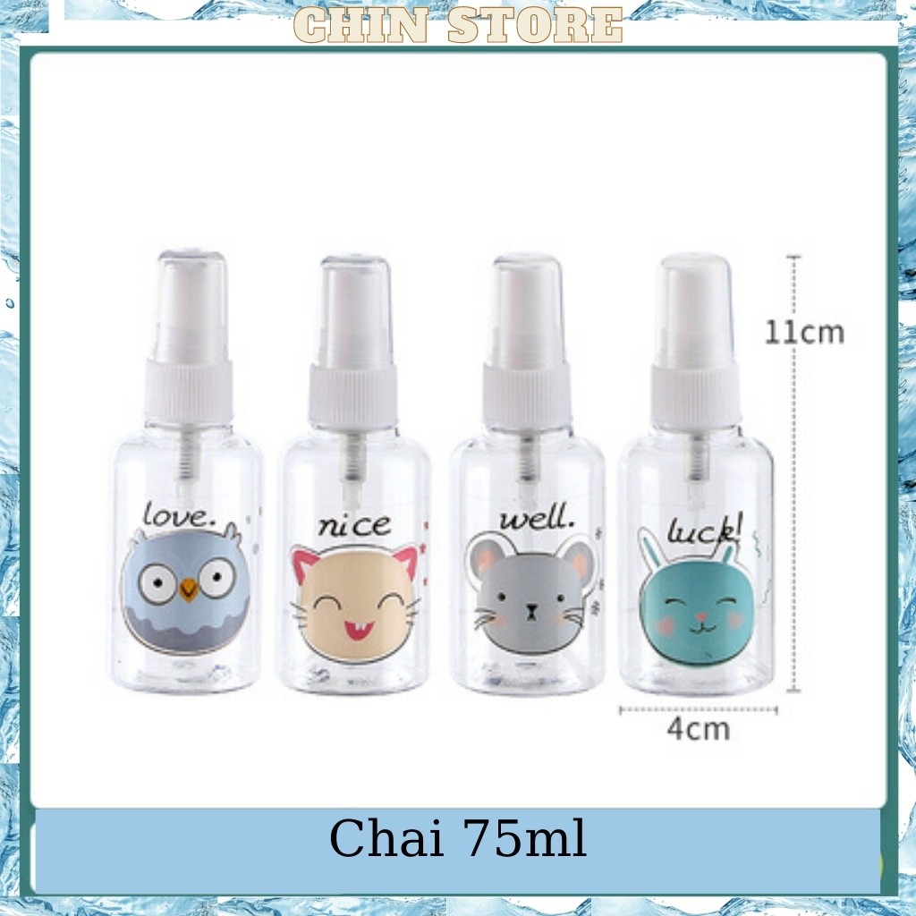 Lọ chiết mỹ phẩm, chai chiết mỹ phẩm nước hoa, phun sương, hình ngộ nghĩnh 50ml,70ml,100ml