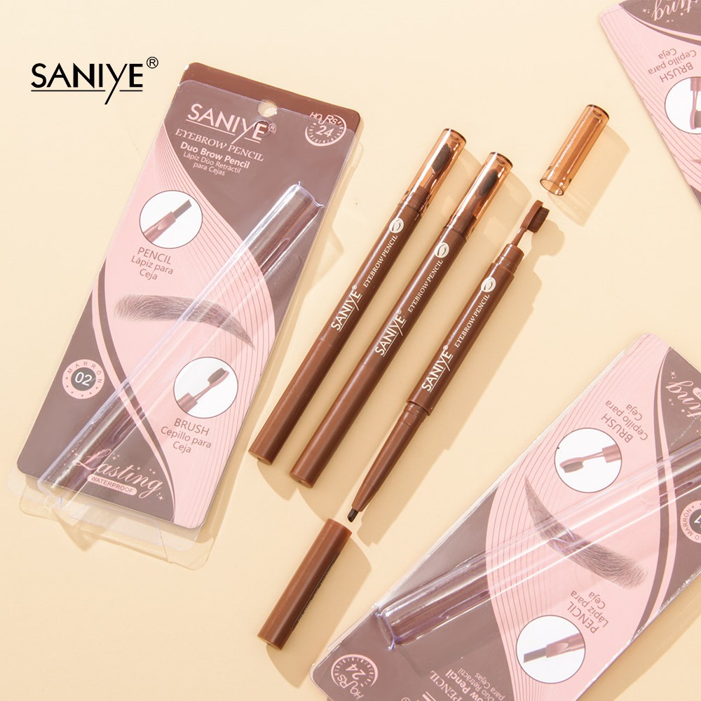 [Hàng mới về] Bút Kẻ Mày Saniye 4D 2 Trong 1 Lâu Trôi Chống Thấm Nước Tích Hợp Cọ Chuốt Mày Tiện Dụng M326