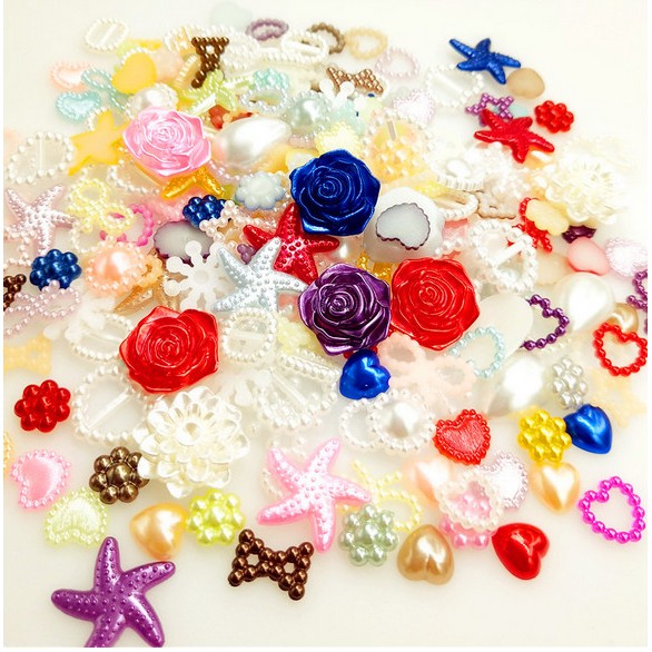 Set 100 hạt phụ kiện lưng phẳng 4-20mm trang trí quần áo kiểu dáng đa dạng ngẫu nhiên