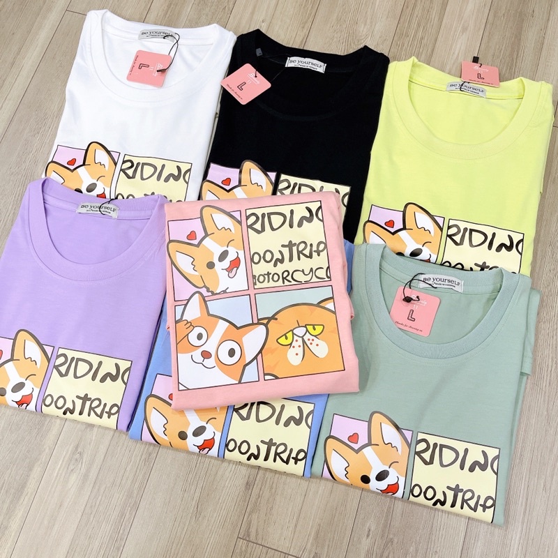 Áo Thun PHÔNG NAM NỮ UNISEX in Decal CHÓ CÚN DOG CORGI - Hình chụp thật
