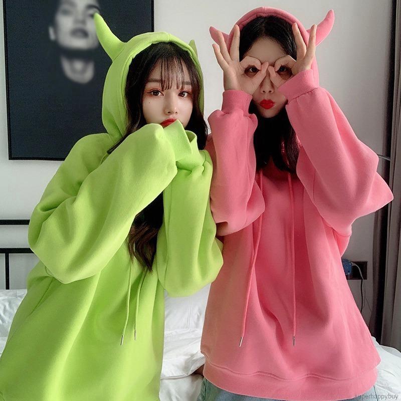 Áo Hoodie Dày Dáng Rộng Phong Cách Harajuku