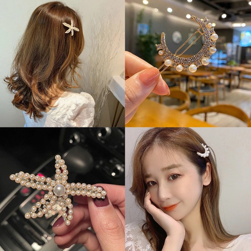 Kẹp Tóc Cá Sấu Đính Đá / Ngọc Trai Giả Thời Trang Đi Biển Cho Nữ