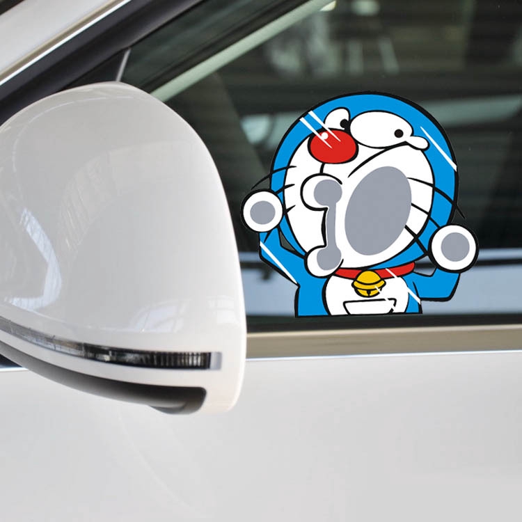 Miếng Dán Trang Trí Kính Chiếu Hậu Xe Hơi Hình Doraemon Phản Quang Chống Thấm Nước