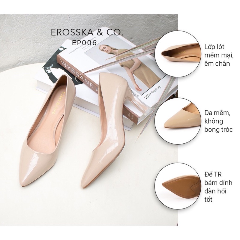 [Pass] Giày cao gót bít mũi màu kem Erosska&Co size 37