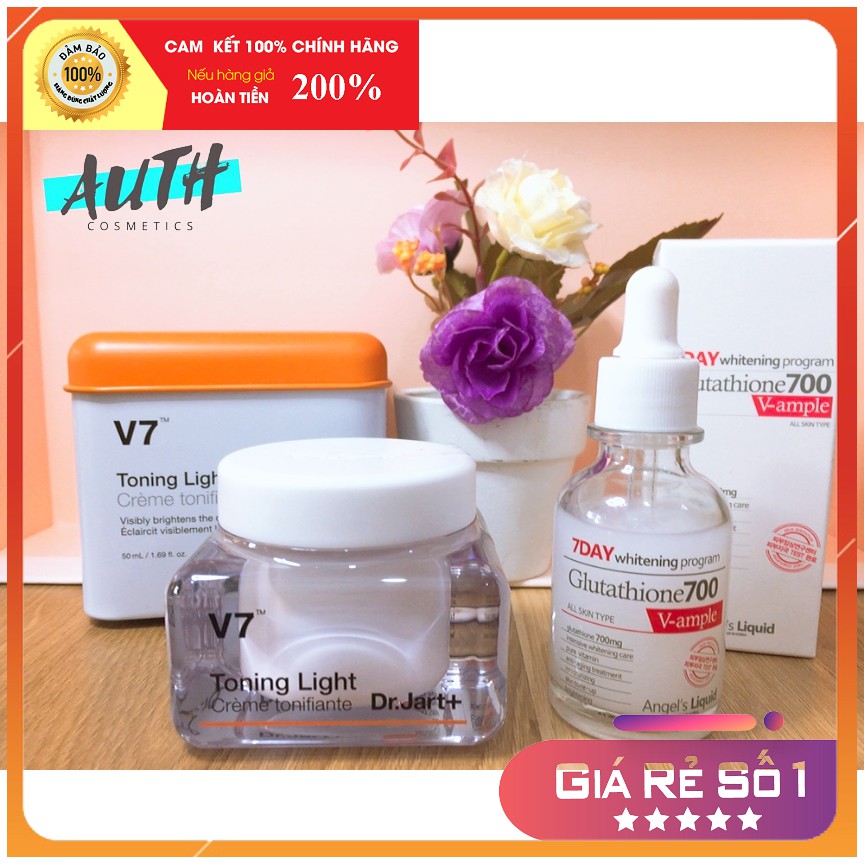 Bộ dưỡng trắng da kem V7 và serum trắng da 7Day Glutathione Auth Hàn Quốc
