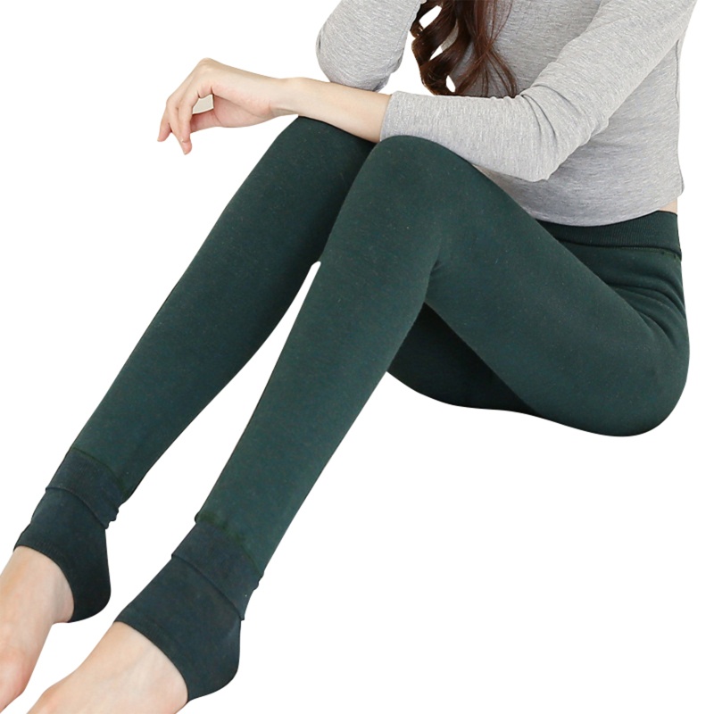 Quần Legging Lót Lông Cừu Dày Giữ Ấm Lưng Cao Thời Trang Mùa Đông Cho Nữ