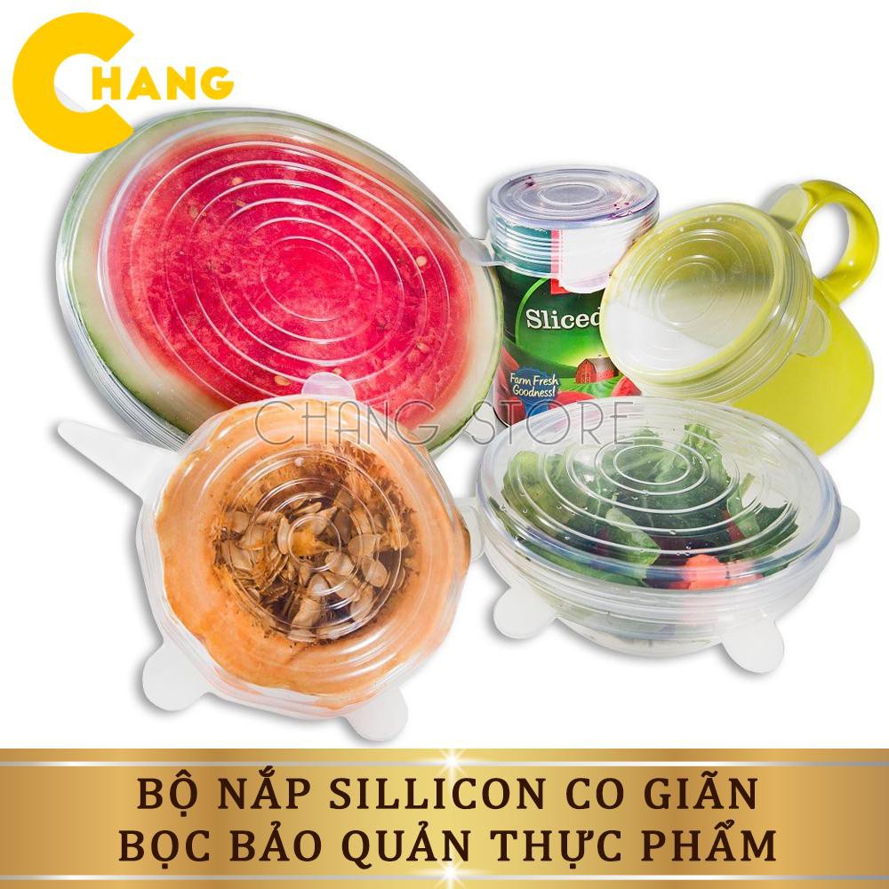 [Mã LIFE1003ALL giảm 10% đơn 50K] Bộ 6 Nắp Đậy Silicon Thay Thế Màng Bọc Thực Phẩm Bảo Vệ Môi Trường