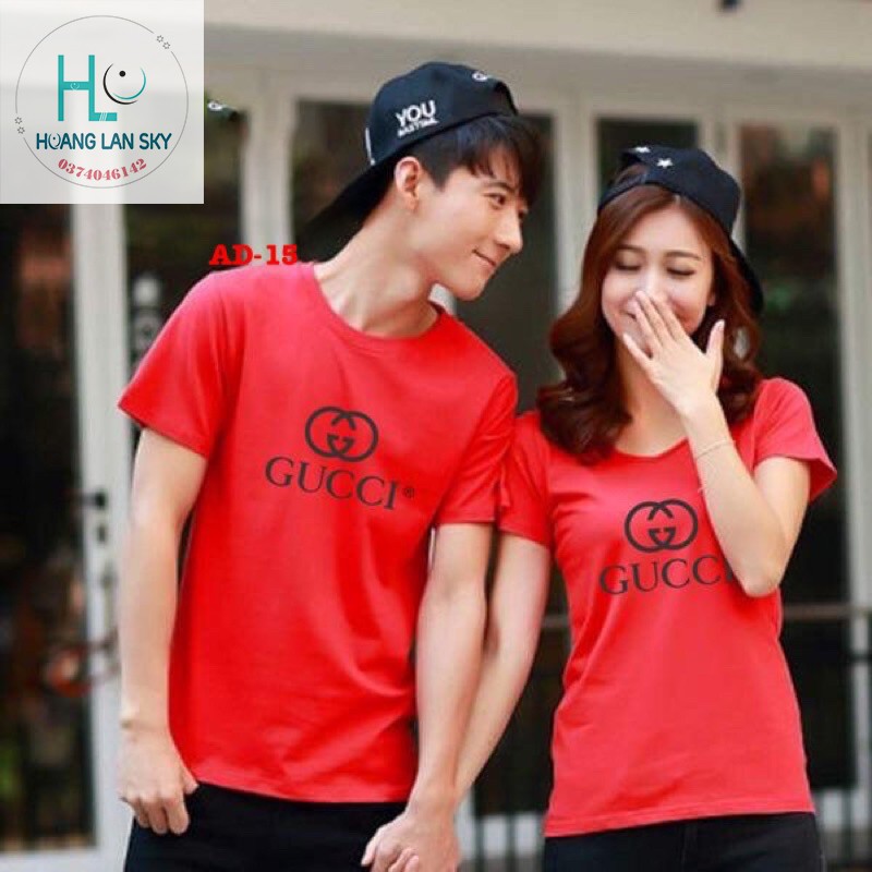 Áo thun, áo Cặp Áo Đôi rẻ đẹp Nam Nữ Màu Đỏ In Chữ Dễ Thương AD-15