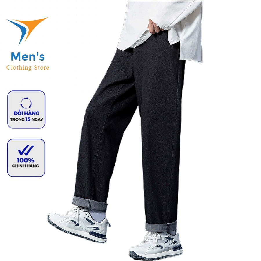 Quần Baggy Nam Jeans Đen kiểu Suông ống rộng - Trơn style MỚI NHẤT 2021 tại Men's_Clothing_Store