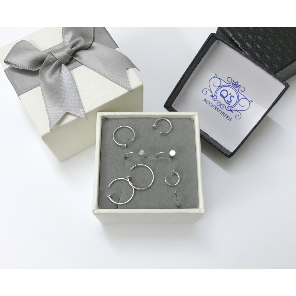 Khuyên tai bạc 925 móc đinh tán chữ C bông vành nam nữ S925 MINIMAL Silver Earrings QA SILVER EA200905