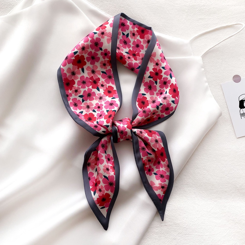 Khăn Choàng Cổ Băng Đô Buộc Túi Turban Lụa Satin Trang Trí Mùa Hè Phối Áo Sơ Mi