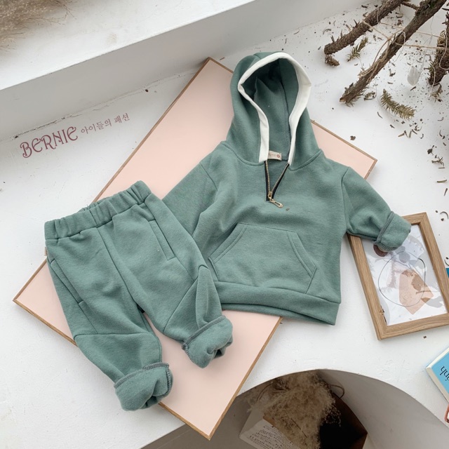 Bộ nỉ bông có mũ cho bé trai/ bé gái