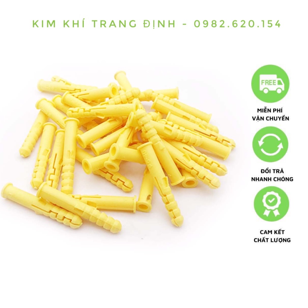 ￼Tắc kê nhựa 6 8 10mm màu vàng loại tốt Nở nhựa bắt vít lên tường Siêu chắc Gói 10 chiếc
