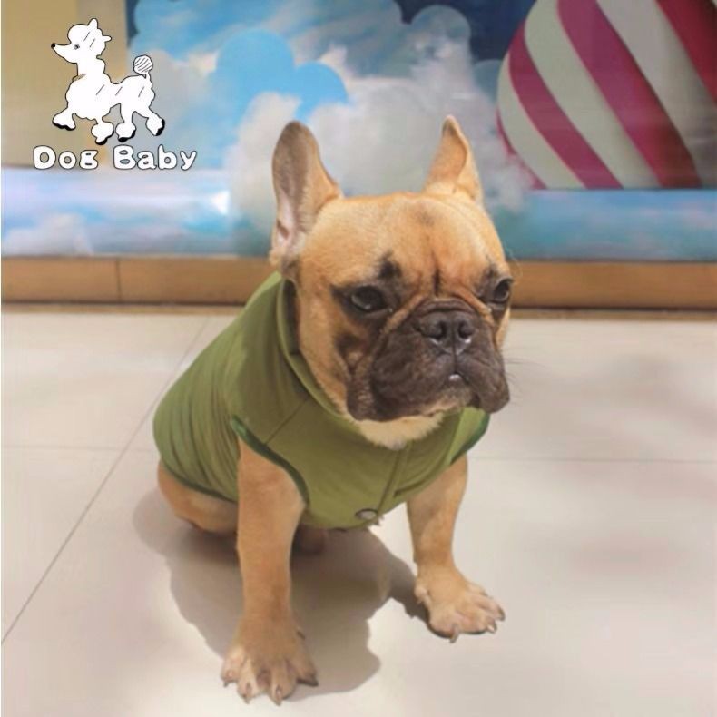 ♙✚❍Quần áo cho thú cưng bulldog hai chân khoác cotton chiến đấu Pháp Pug chó béo ngụy trang gi lê bông