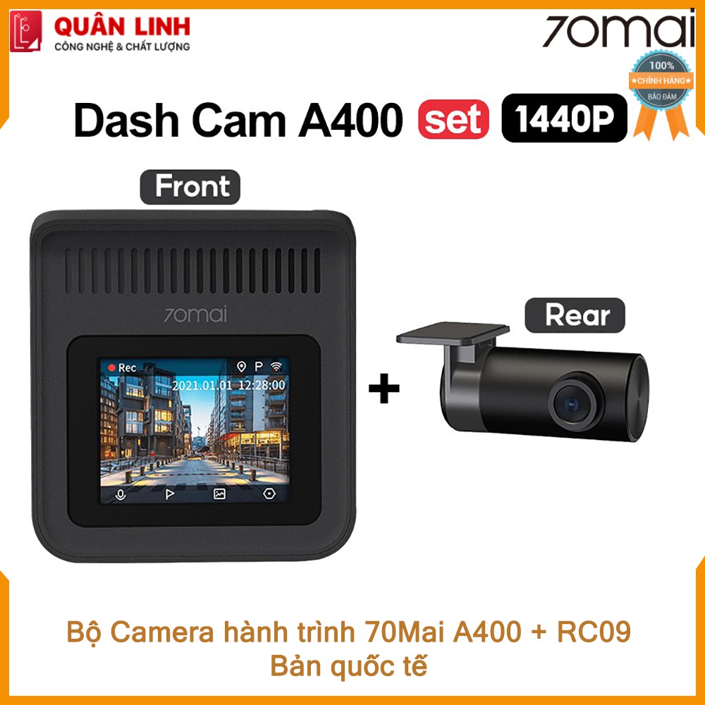 Bộ Camera hành trình 70mai Dash Cam A400 kèm cam sau RC06 bản quốc tế - Bảo hành 12 tháng