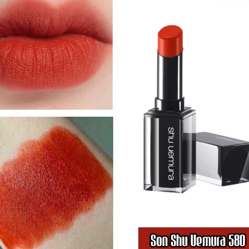 🔥 Son SHU UEMURA Màu 580 Vỏ Đen Màu Cam Đất Trendy 🔥