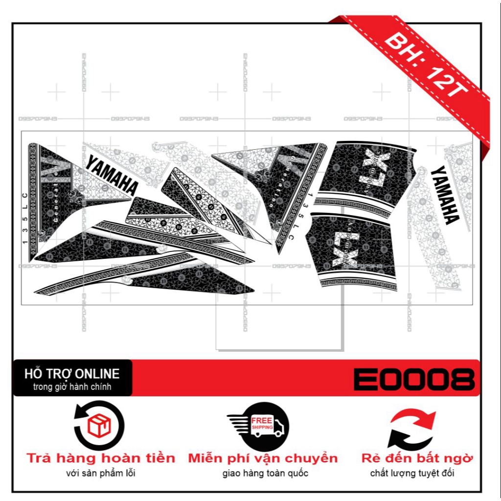 TEM XE NOUVO LX TRẮNG ĐEN ZIN -- SHIN DECAL 2