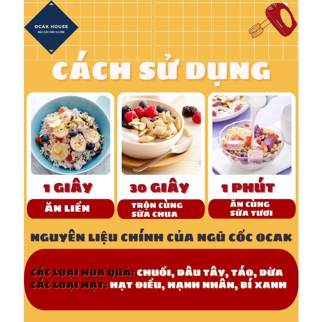 Ngũ cốc giảm cân viên sữa chua hoa quả Ocak/Ngũ cốc ăn kiêng với granola siêu hạt cùng hoa quả dinh dưỡng OCAK HOUSE