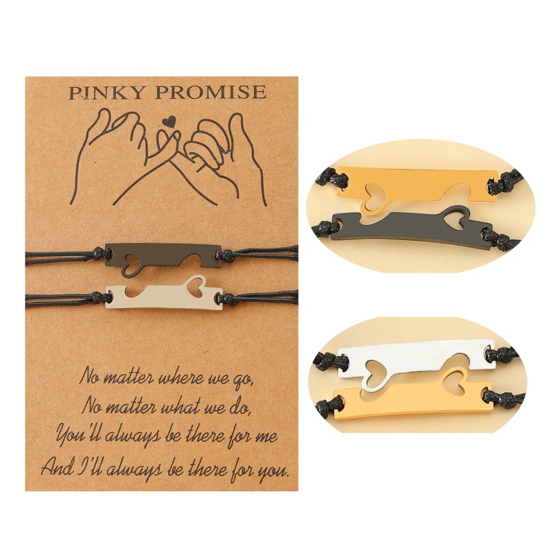 Set 2 Vòng Tay Dây Thừng Mặt Trái Tim Chữ Nhật Sáng Tạo Cho Cặp Đôi