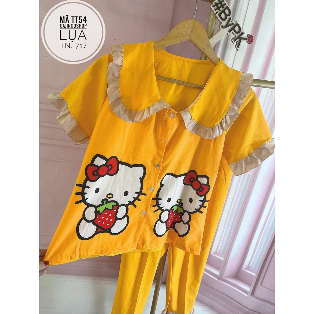 TT54- SET BỘ TIỂU THƯ DƯỚI 58 KG - SET BỘ PIJAMA MÈO KITTY HOT ( Hình thật) | BigBuy360 - bigbuy360.vn