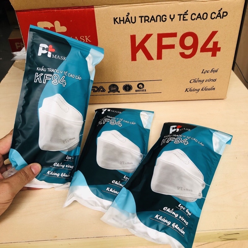 Thùng 300 cái khẩu trang KF94 PT mask Kháng khuẩn, hàng 4 lớp dầy dặn chống bụi mịn