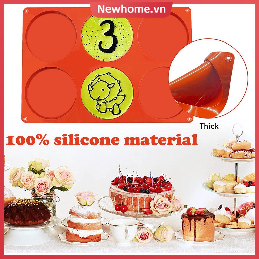 2 Khuôn Nướng Bánh 6 Ngăn Bằng silicone Chống Dính Kích Thước Lớn Có Thể Tái Sử Dụng Cho Nhà Bếp shoptkc1954