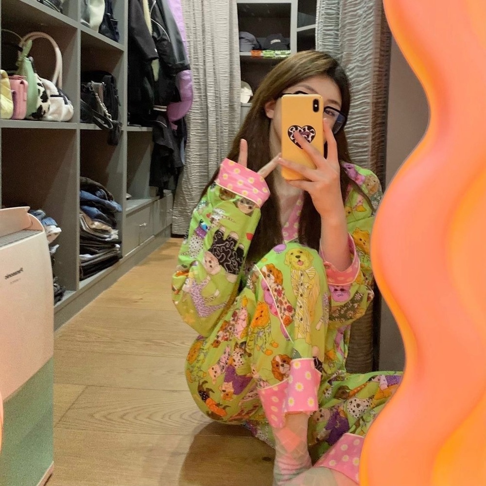Bộ đồ ngủ in họa tiết hoạt hình độc đáo thời trang xuân thu cho nữ